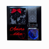 Lingerie box mecedora "AMORE DOLCE" rosa blu perizoma nero