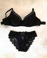 completino intimo donna sexy nero in pizzo e perle mecedora lingerie