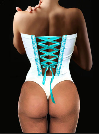 Body in microfibra steccato ICE CREAM - CHIUSURA A CORSETTO
