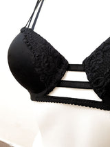 black lace balconette bra balconcino nero pizzo gothic style mecedora lingerie