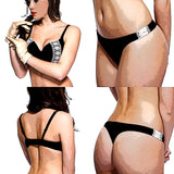 mecedora lingerie perizoma nero thong con pizzo avorio e balconcino