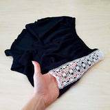 mecedora lingerie black high waist shorts sexy culotte  con pizzo avorio e balconcino