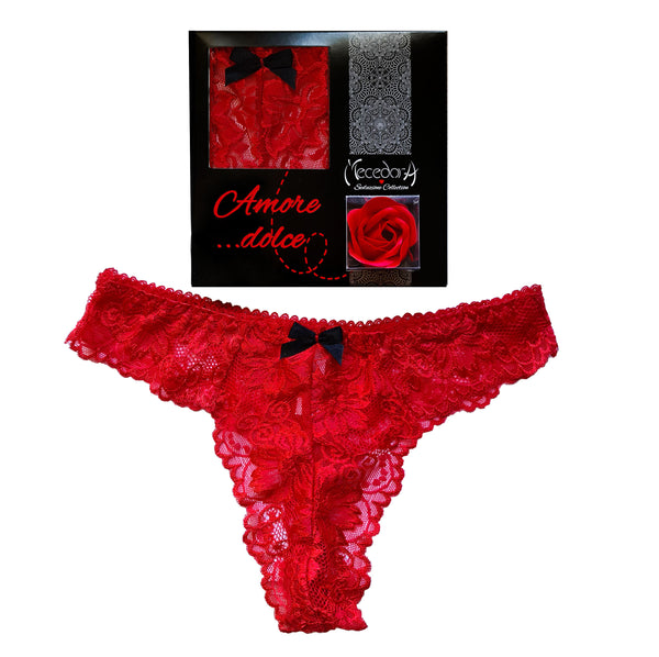 lingerie box mecedora "Amore Dolce" rosa rossa perizoma rosso