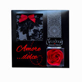 lingerie box mecedora "AMORE DOLCE" rosa rossa perizoma nero