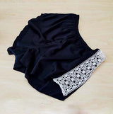 mecedora lingerie culotte nera high waist shorts con pizzo avorio e balconcino